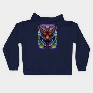 Trippy and Elegant Animal Illustration of a Fox Kids Hoodie